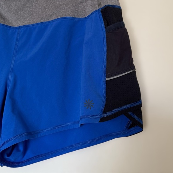 Athleta Ready Set Go Running Lined Blue, Gray and Black Sport Short Size Medium - Picture 3 of 3